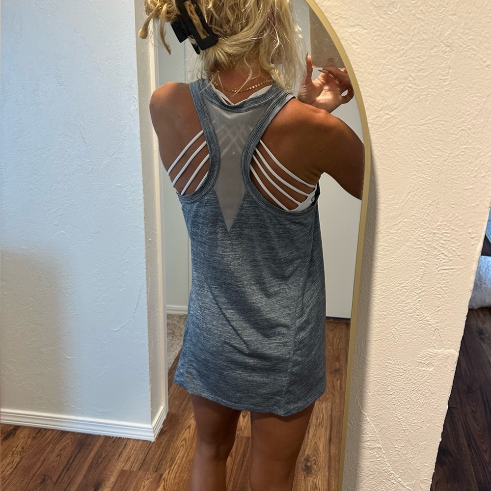 Athleta grey and mesh racerback tank top - Picture 2 of 8